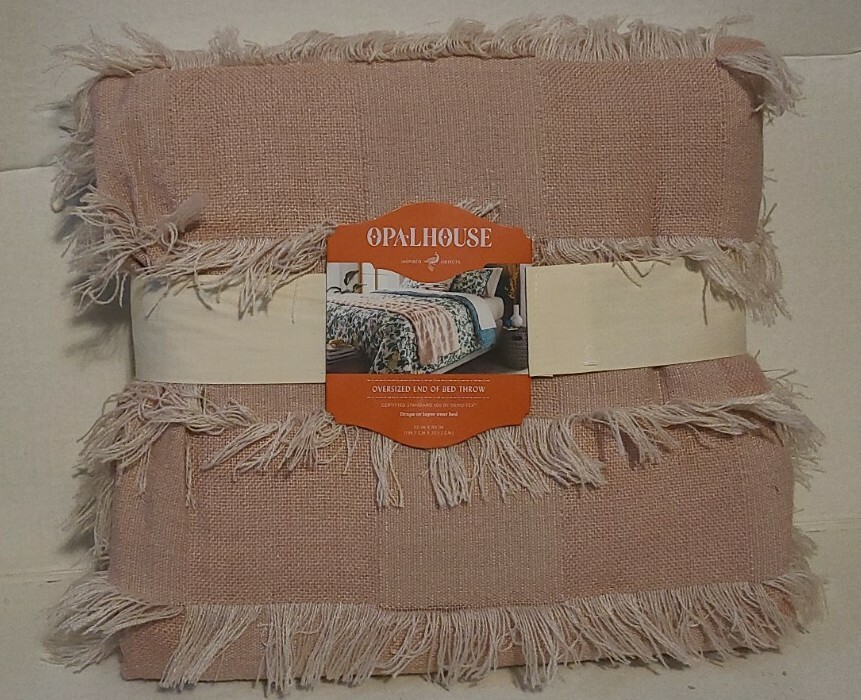 OPALHOUSE OVERSIZED FRINGE END OF THE BED THROW 55 x 80" BLUSH PINK eBay