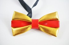 Mens PVC Faux Leather Gold Golden Red Shining Bow Tie Bowties Wedding Party