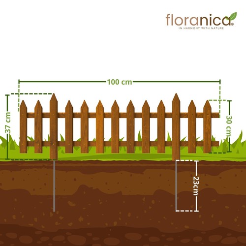 Zierzaun aus Holz + Metallstäben Gartenzaun Vorgartenzaun Steckzaun Friesenzaun - Bild 13 von 44
