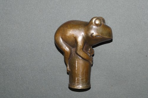 Bronze Ersatz Griff für Gehstock Spazierstock Stockgriff Frosch Flanierstock - Bild 3 von 8