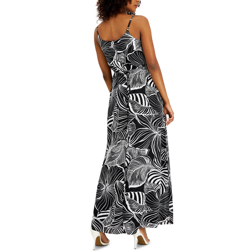 Anne Klein Womens Black Printed Sleeveless Ruched Waist Maxi Dress Petites PM - Picture 7 of 7