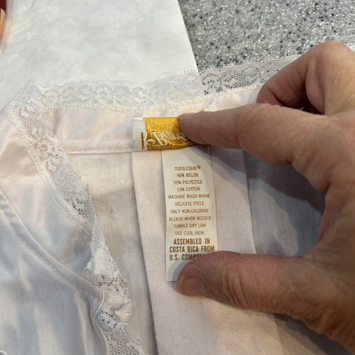 NOS Vintage Barbizon Long Pink Satin Cuddleskin Nightgown Women's Large 11b - Imagen 10 de 10