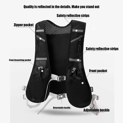 Sports Chest Bag Water Backpack Reflective Front Chest Pack Running Vest Bag - Picture 5 of 12