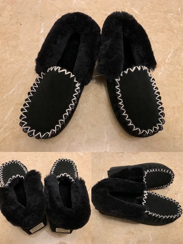 100% sheepskin UGG warm Black moccasin slippers,ladies size measurement,AU stock - Picture 2 of 7
