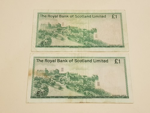 2 x Royal Bank of Scotland One 1 Pound Banknoten - 1978 & 1981 - zirkuliert - Bild 4 von 7