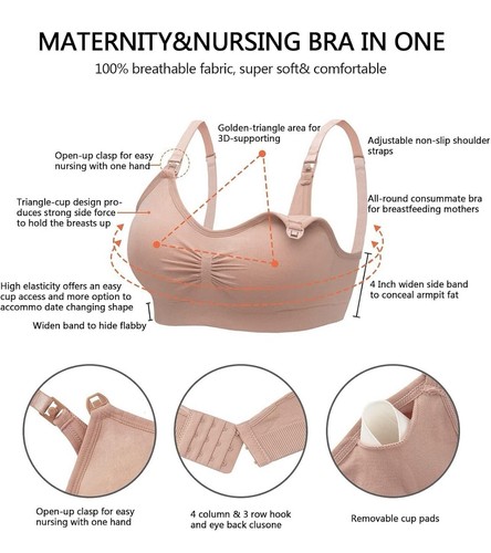 Angelhood Nursing Bra 5 Pack Womens Maternity Breastfeeding Bra Seamless Large - Picture 3 of 3
