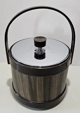 Vintage Ice Bucket Faux Wood