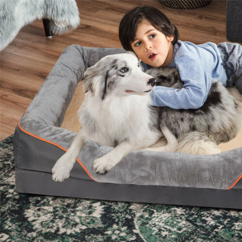 Sofá ortopédico de lana sintética estilo sofá cama para perros gatos mediano Jumbo - Imagen 9 de 12