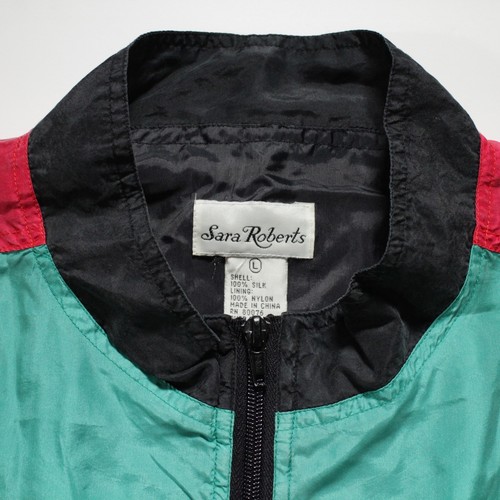 Vintage SARA ROBERTS 1980's color block silk jacket - Picture 3 of 10