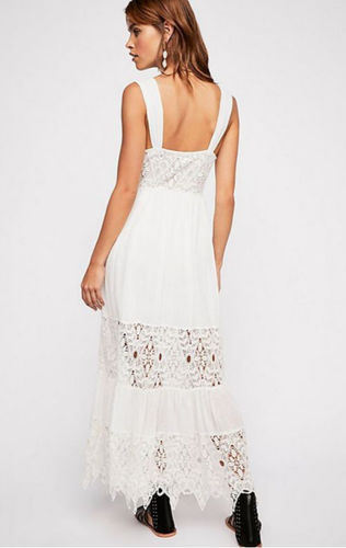 Maxi Vestido Western Free People Para Mujer S Antiguo Blanco Crochet Hada Boda - Imagen 3 de 24