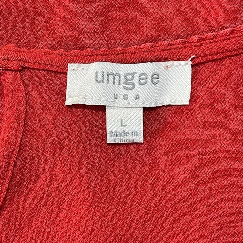 Top Umgee Bordado Sin Mangas Rojo Ladrillo Cuello Redondo Volantes Talla L Grande - Imagen 4 de 7