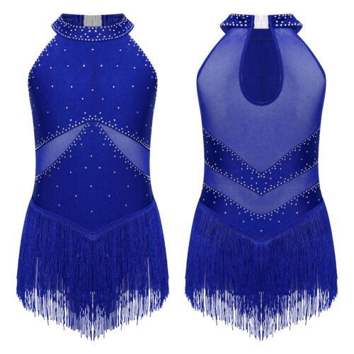 Niños Niñas Vestido de Baile Latino Vestido Borlas con Flecos Rumba Samba Jazz Ropa de Baile - Imagen 8 de 64