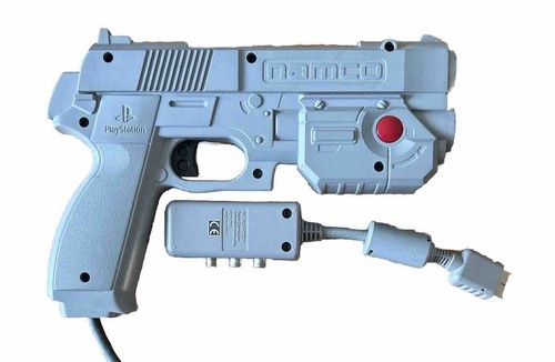 PISTOLA DE LUZ GRIS NAMCO G-CON NPC 103 1996 CON ADAPTADOR AV - SONY PLAYSTATION 1 - Imagen 2 de 3