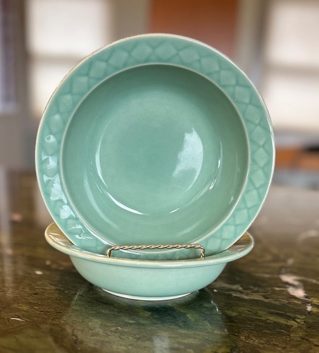  Set of 2 DANSK TERRAZZO Celadon Green Soup/Cereal/Salad  BOWLS 8" x  2-1/8" - Picture 1 of 4