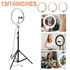 12/14 Inch LED Ring Light Tripod Stand Holder for Makeup Live Video Streaming