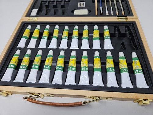 Juego de pinceles de pintura para colorear arte portátil colorido madera de lujo de 20 colores - Imagen 16 de 21