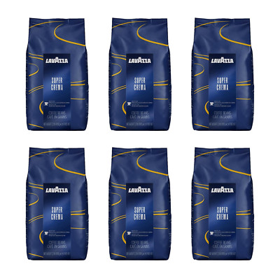 Lavazza Super Crema Whole Bean Coffee 2.2 lb Pack of 6 - Mild Hazelnut Roast