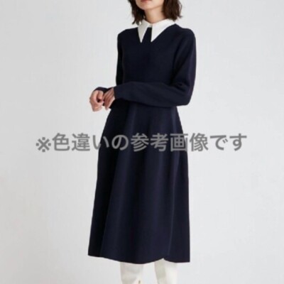 Celford collared knit long flare dress, black, size 36 so | eBay
