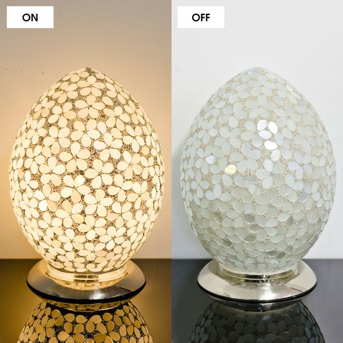 Opaque Flower Mosaic Tile Glass Egg Lamp Floral Egg Shaped Mood Bedside Lamp - Picture 6 of 7