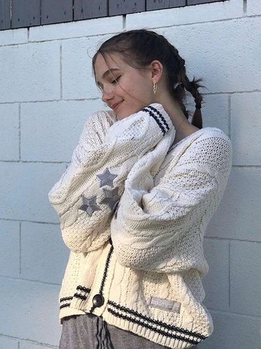 Maglione Cardigan Maglione Maglia Donna Autunno Caldo Oversize - Foto 4 di 35