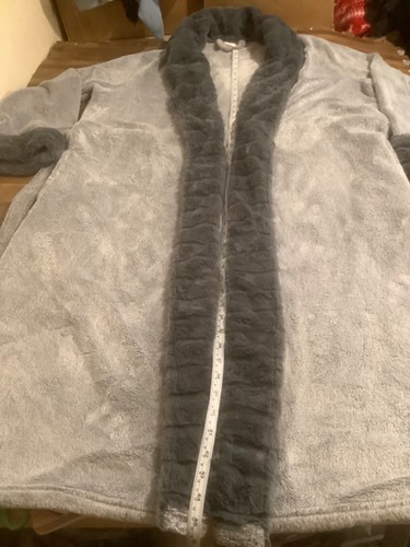 JOYSPUN Bata para Mujer Larga 2X Gris Suave Polar Bolsillos Flocados Manga Larga - Imagen 3 de 17