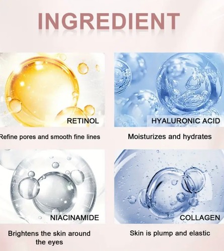 New Retinol collagen hyaluronic acid eye cream 360 roller anti aging mature skin - Picture 4 of 7