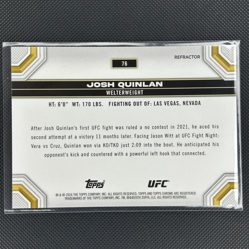 2024 Topps Chrome UFC JOSH QUINLAN Rookie #76 Refractor RC - Picture 2 of 2