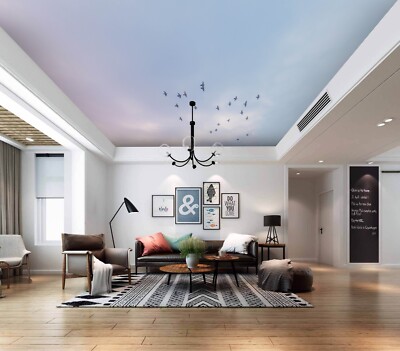 3D Sky Clouds Birds Flying Fairy - Ceiling Mural -  Ceiling Wallpaper Mural