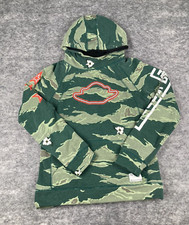 Air Jordan City of Flight Boys Large Green Camo Hoodie Front Pocket Long Sleeve