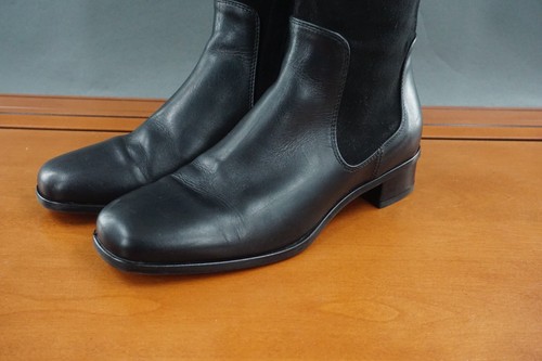 Aquatalia Lina  Womens 6.5 Shoes Black Suede Leather Pull On Zip Knee High Boots - Picture 7 of 13