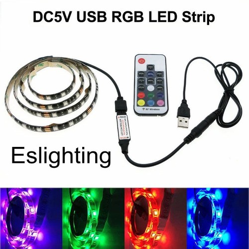 2M 5V RGB REMOTE CONTROL RF LED STRIP LIGHT USB KIT BACKGROUND LIGHTING TV PC - Picture 3 of 5