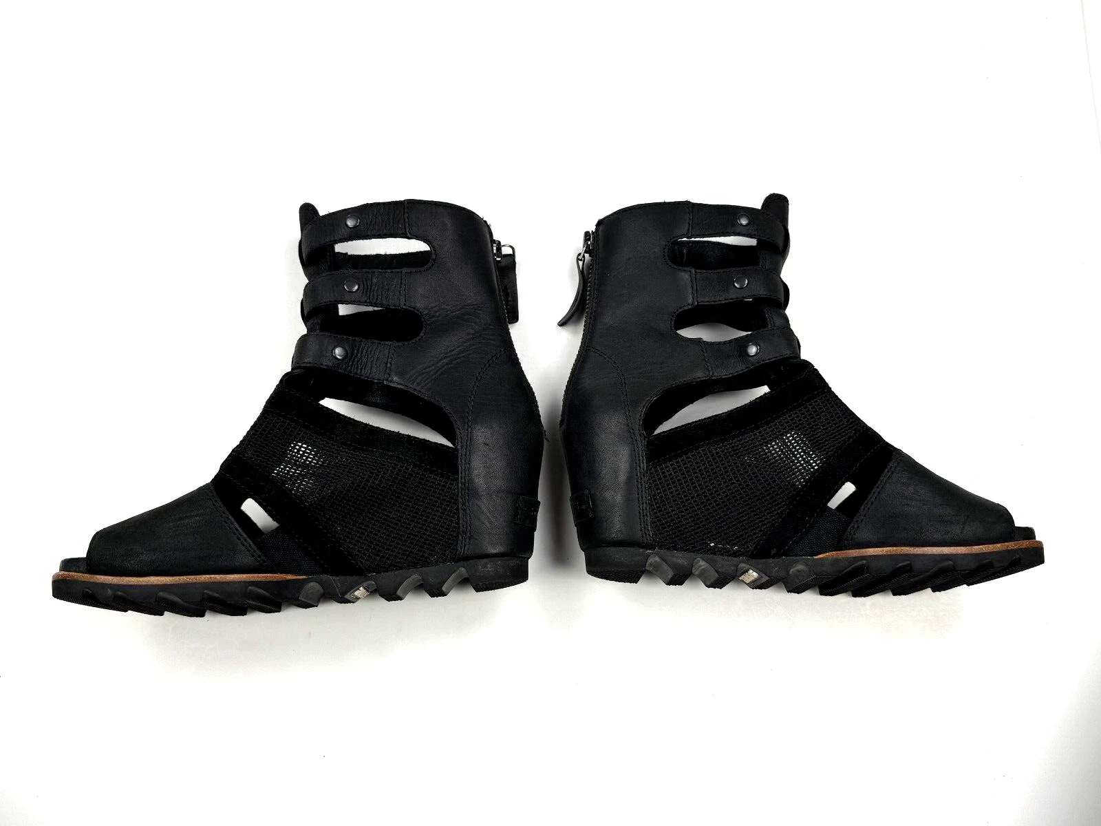 sorel joanie gladiator cutout wedge leather mid calf sandals boots