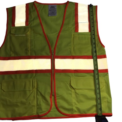 Yellow Highlighter Visibility Safety Vest Reflective Silver Stripes Medium New - Picture 7 of 8