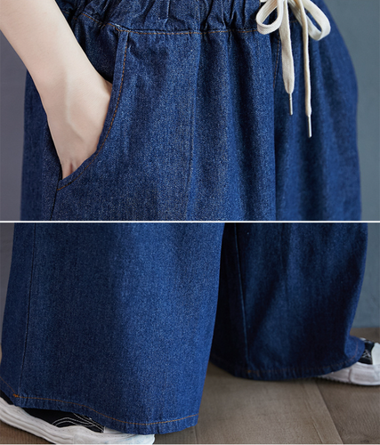 Women Wide Leg Jeans High Waist Baggy Denim Pants Trousers Loose Casual Retro - Picture 6 of 11