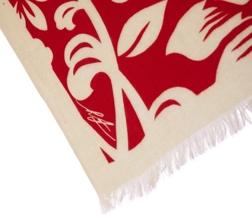 SHEPARD FAIREY Floral Takeover Fringed Scarf in Red 78x27 Ltd Edition BRAND NEW - Picture 4 of 6
