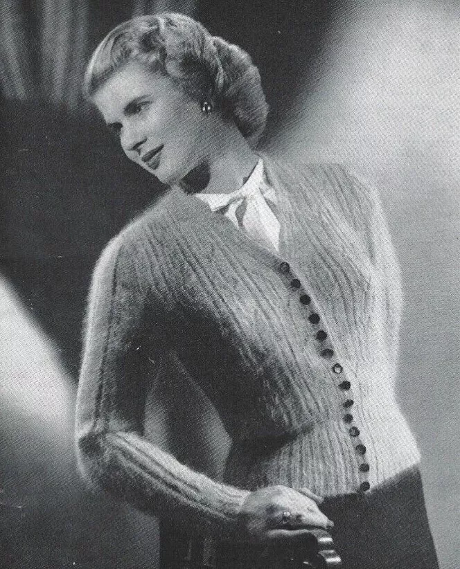 Vintage original circa 40s ladies cardigan angora knit pattern