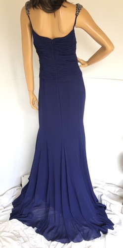New $980 Badgley Mischka Blue Beaded detail Dress size M Silk Evening Gown - Bild 9 von 10