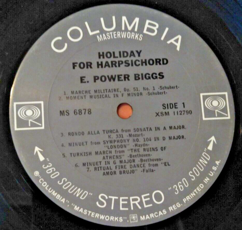 E.Power Biggs - Holliday For Harpsichord: Vinyl Record LP; 1966, Columbia - Foto 4 di 6