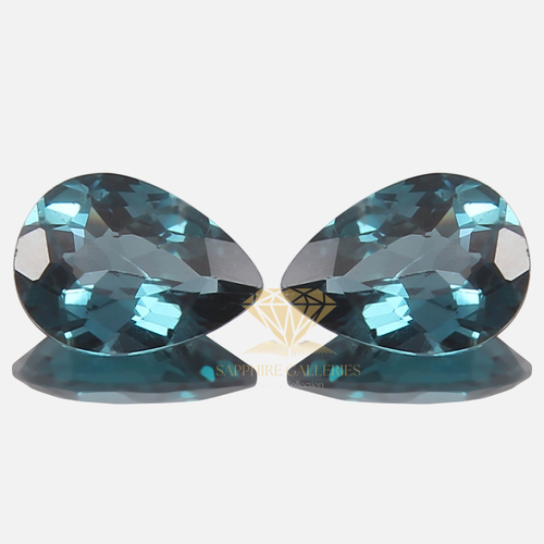 AAA Natural Blue Green Tourmaline Pair Loose Gemstone Cut Matched Pair 12x9 MM