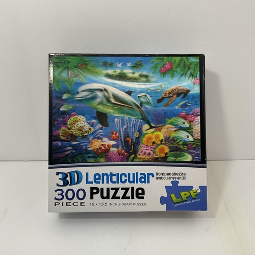 3D Lenticular 300 Piece Jigsaw Puzzle - Dolphin Lagoon - Sealife - 19" x 13.5" - Picture 1 of 10
