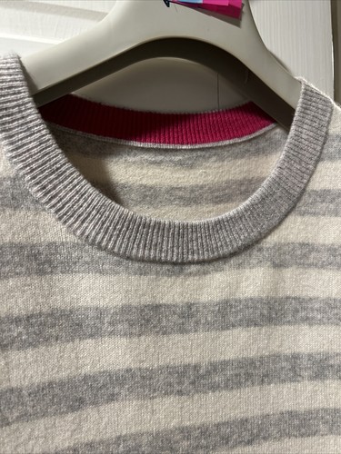 C & C California 2-ply Cashmere Sweater Size S Striped Gray White Pullover - Picture 5 of 6