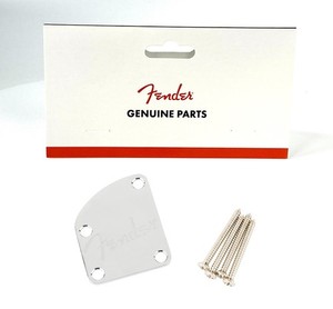 Fender Guitar Deluxe Series 4 Bolt Contoured Logo Neck Plate Chrome 7708383049