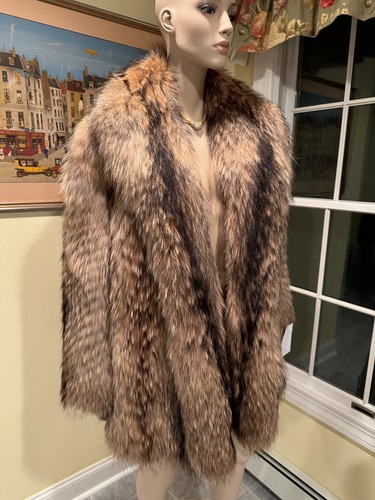 Nuevo 31" Chaqueta Larga Rubio Dorado Japonés Tanuki Abrigo de Piel Real 6/8 Pequeño Mediano - Imagen 6 de 9