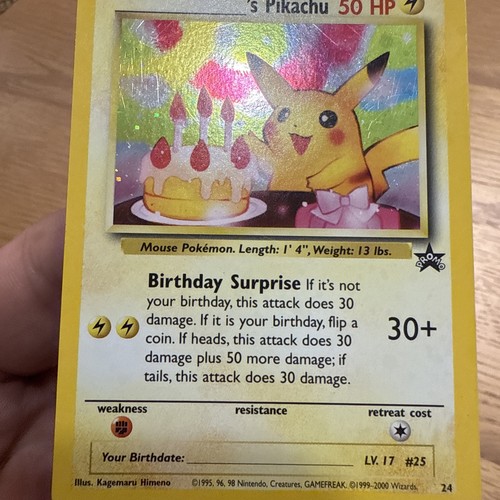 Birthday Pikachu #24 Black Star Promo Holo Rare Vintage Pokemon Card LP-Mp - Picture 6 of 24