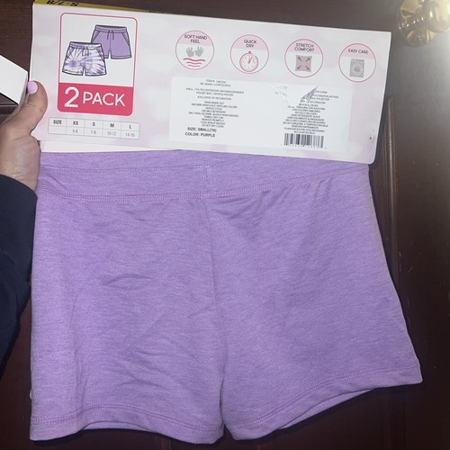 32 Degrees Cool Youth Girl 2 Pack Shorts Purple Tie Dye Lilac Small Small 7/8 - Picture 2 of 2