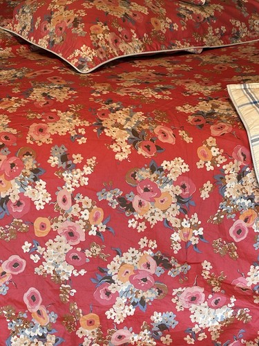 Vintage Ralph Lauren King Madeline Floral Red Comforter W/ 2 Shams Cottage Core - Picture 9 of 9