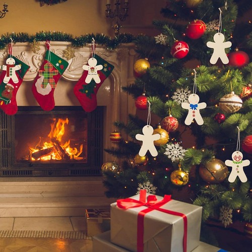  10 Piezas Colgante Árbol de Navidad Pan de Jengibre Hombre Adorno Madera Etiqueta Colgante - Imagen 10 de 12