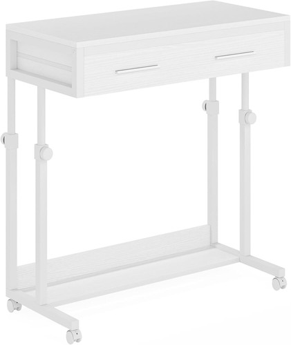 Adjustable Side Table Portable Desk with Drawers and Wheels for Living Room - Picture 9 of 9