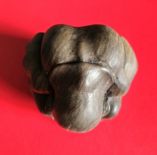 Vintage Weeping Buddha Hand-Carved Wooden Sculpture Spiritual Figurine 1960s - Picture 6 of 8