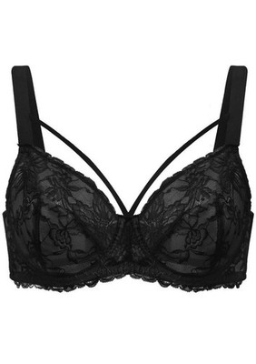 Size 36G HSIA Women's Pretty In Petals Unlined Strappy Lace Bra Black FBD0078BLA